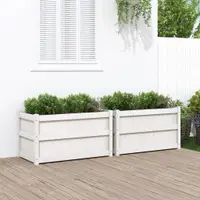 Gossi jardiniere de gradina, 2 buc., alb, lemn masiv de pin