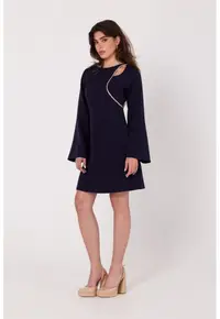 Rochie cu decolteu in forma de lacrima - - Albastru