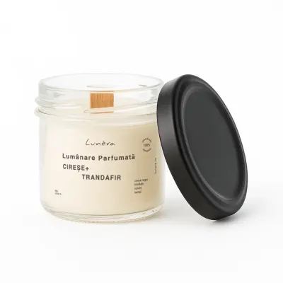 Lumânare Parfumată Cireșe & Trandafir - Ceară Soia Naturală - 180g
