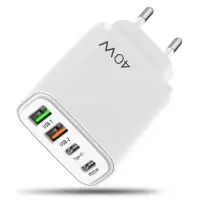 Incarcator Retea Timebox, 4 Porturi, 40W, 2 x Type-C, 2 x USB, Alb - Default Title