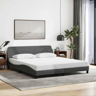 vidaXL Cadru de pat, Dover, gri închis, 180x200 cm, textil