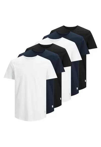 Set de tricouri de bumbac organic Enoa - 6 piese - Alb/Negru/Bleumarin