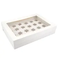 Cutie cu fereastră și insert pentru 24 mini brioșe - Alb (set 5 buc)