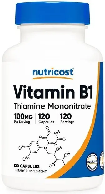 Vitamin B1 Thiamine Mononitrate, 100 mg, 120 capsule, Nutricost