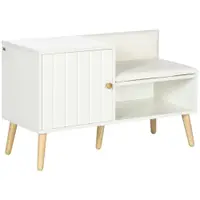 HOMCOM Bancă Dulap pentru Pantofi cu Scaun Căptușit, Raft Deschis și Dulăpior, 80x33x49 cm, Alb | Aosom Romania