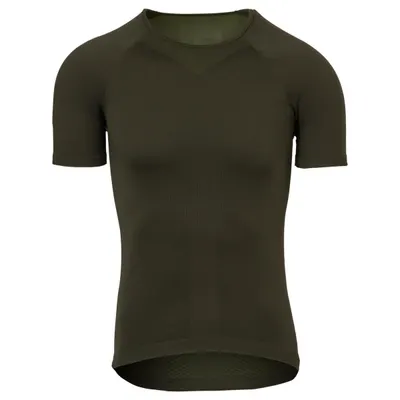 Tricou de ciclism base layer cu mânecă scurtă, fără cusături, verde