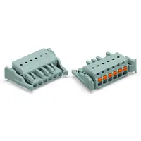 1-conductor female plug; push-button; Locking lever; 2.5 mm²; Pin spacing 5 mm; 16-pole; 2,50 mm²; gray