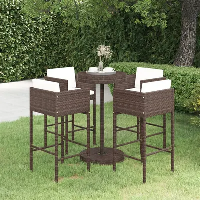 Gossi set mobilier bar de gradina cu perne, 5 piese, maro, poliratan