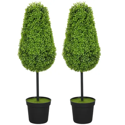 HOMCOM 2 bucăți Plante Artificiale de Buchet 90cm Plante Artificiale în formă de lacrimă, Plante Artificiale din Plastic în ghiveci pentru Decorare Modernă | Aosom Romania