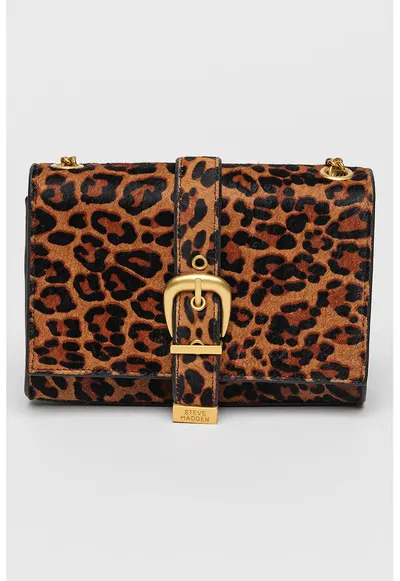 Geanta crossbody de piele cu par scurt Zeta - Negru/Maro