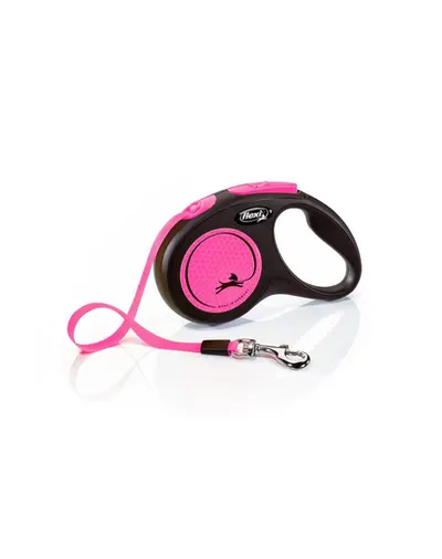 FLEXI New Neon lesa automata pentru caini, roz, marimea S, 5 m