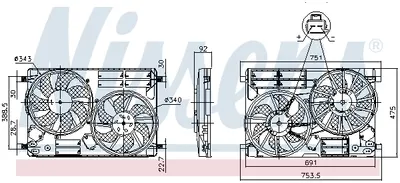 Ventilator radiator (cu carcasa) potrivit FORD C-MAX II, FOCUS III, FOCUS III HATCHBACK, FOCUS III KOMBI, GRAND C-MAX, KUGA II 1.5 1.5D 2.0D 02.11-02.20