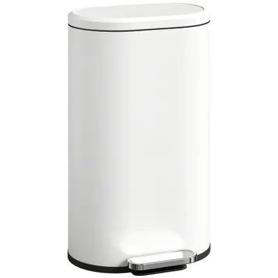 HOMCOM Coș de gunoi pentru bucătărie 30 L, coș cu pedală cu capac Soft-Close, pedală din metal, alb crem, 36,5 X 31 x 61 cm | Aosom Romania