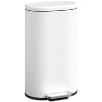 HOMCOM Coș de gunoi pentru bucătărie 30 L, coș cu pedală cu capac Soft-Close, pedală din metal, alb crem, 36,5 X 31 x 61 cm | Aosom Romania