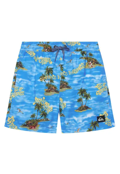 Costum de baie baieti - grafic - albastru - poliester reciclat