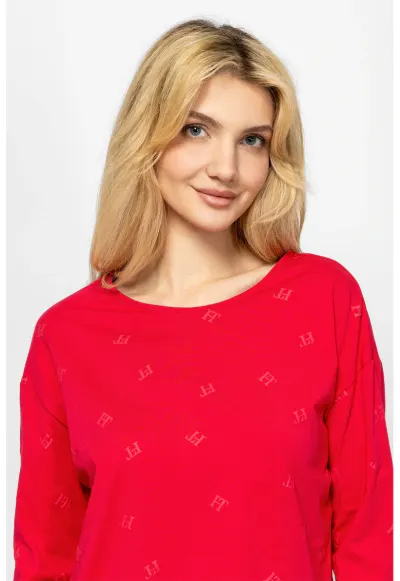Bluza cu maneci trei sferturi si model cu logo discret Cresy - Coral