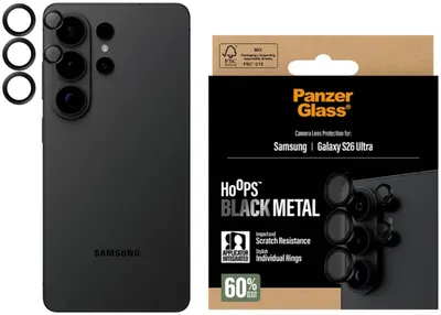 Protector pentru cameră PanzerGlass – Hoops Black Metal, Galaxy S26 Ultra
