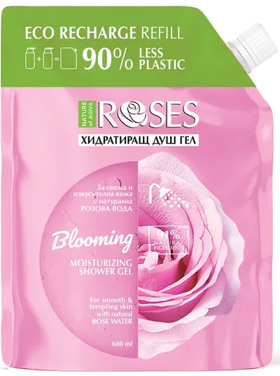 Nature of Agiva RosesGel de duș hidratant Blooming, umplutură , 600 ml