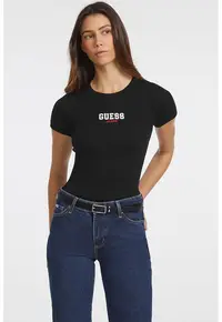 Tricou slim fit cu decolteu la baza gatului - Negru