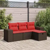 Gossi set canapele de gradina, 4 piese, cu perne, maro poliratan maro
