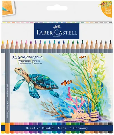Creioane acuarelă colorate Faber-Castell Goldfaber Aqua - Tropical, 24 culori