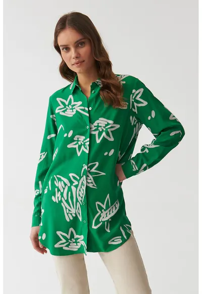 Camasa cu model floral Libu - Verde