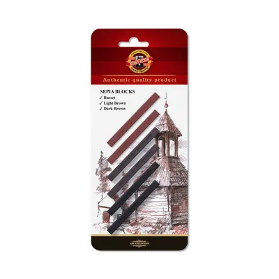 Creta uscata patrata, 6buc/set, culori sepia, Koh-I-Noor