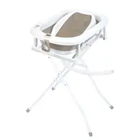 Cadita pliabila cu suport, Primabobo, Milo, Cu sezlong de baie, Cu termometru electronic, Cu dop de scurgere, Cu accesorii, Antiderapanta, Conform cu EN71, Maro