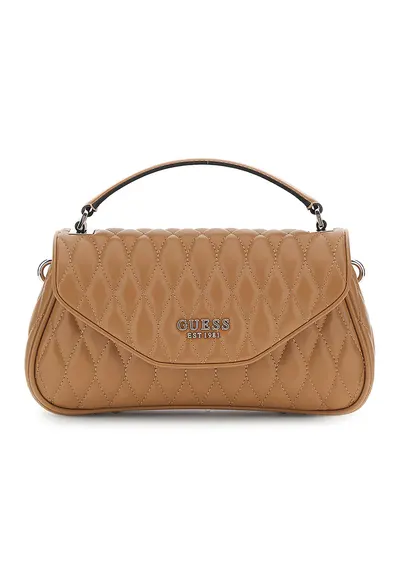 Geanta crossbody din piele ecologica cu aspect matlasat - Caramel