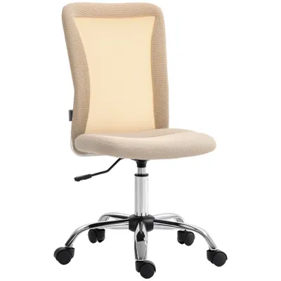 Vinsetto Scaun de birou ergonomic înălțime reglabilă picior cromat rotativ 360° îmbrăcăminte material textil bej | Aosom Romania