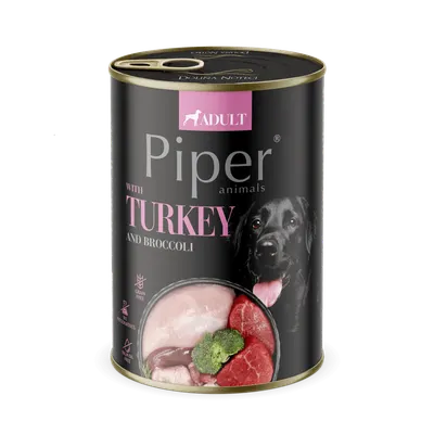 Hrana umeda pentru caini PIPER DOG, curcan si brocolli, 400g