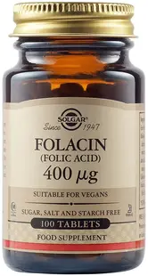 Folacin, 400 mcg, 100 tablete, Solgar