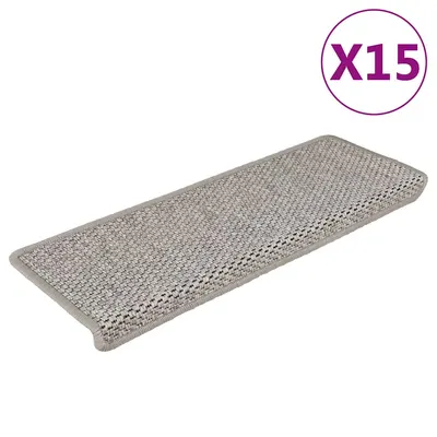 vidaXL Covorașe autoadezive scări, 15 buc., argintiu, 65x21x4cm, sisal
