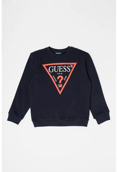 Bluza de trening cu decolteu la baza gatului si logo - Rosu/Bleumarin