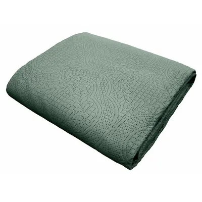 Set cuvertură și față de pernă verde din microfibră 240x260 cm Romane – douceur d'intérieur