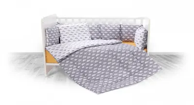 Set lenjerie pat 7 piese Lily bumbac ranforce Clouds Grey