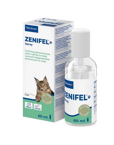 Spray cu efect calmant pentru pisici VIRBAC Zenifel 60 ml feromoni cu adaos de catnip