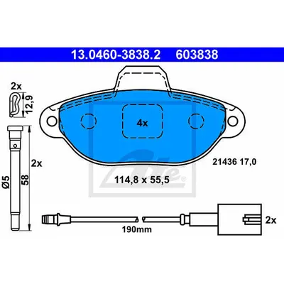 Set placute frana, frana disc ATE 13.0460-3838.2