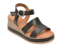Sandale GOLD DEER negre, 22075, din piele naturala