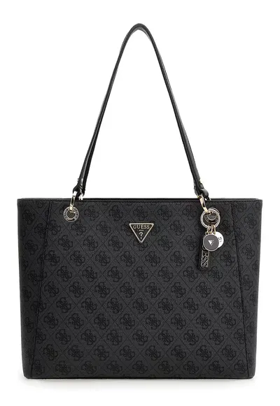 Geanta shopper din piele ecologica cu model monograma - Gri inchis