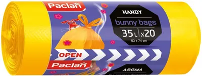 Saci de gunoi parfumați Paclan - Bunny, 35 l, 20 buc., galben