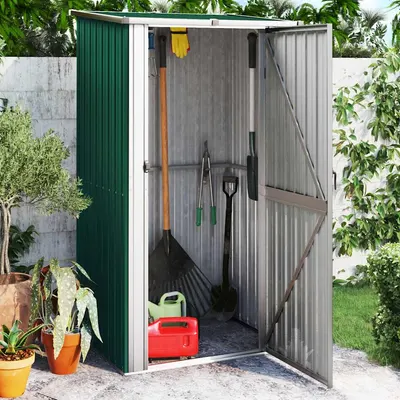 vidaXL Șopron de grădină verde, 118,5x97x209,5 cm, oțel galvanizat