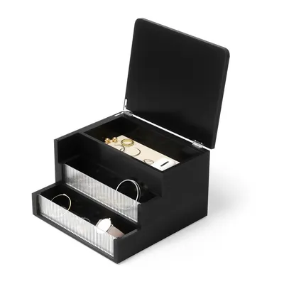 Organizator de baie negru mat din lemn Malibu – Umbra
