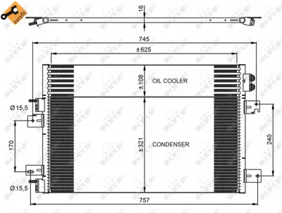 Radiator AC condensator potrivit CHRYSLER SEBRING; DODGE AVENGER; JEEP COMPASS, PATRIOT 2.0-3.5 08.06