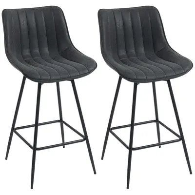 HOMCOM Set de 2 scaune înalte, scaune rotative 68 cm cu spătar pentru insula de bucătărie, sufragerie, Negru | Aosom Romania