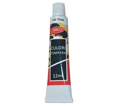 Culori tempera DACO, alb titan, 12 ml - CU112W