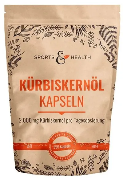 Ulei de semințe de dovleac, 500 mg, 350 capsule, Sports & Health Solutions