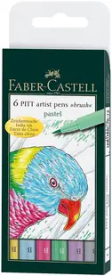 Set markere cu perie Faber-Castell Pitt Artist - Culori pastelate, 6 buc