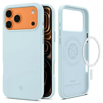 Husa MagSafe pentru Apple iPhone 17 Pro, Spigen, Silicone Fit, Bleu ACS10338