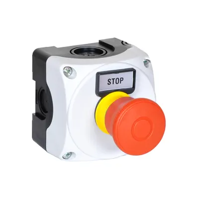 Doza semnalizare, Completa cu push buton, GREY, 1 HOLE LPZ P1 A8 WITH 1 E-STOP P/BUTTON LPC B6744